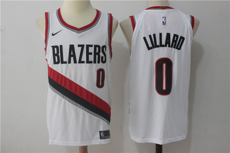 Men Portland Trail Blazers 0 Lillard White Game Nike NBA Jerseys